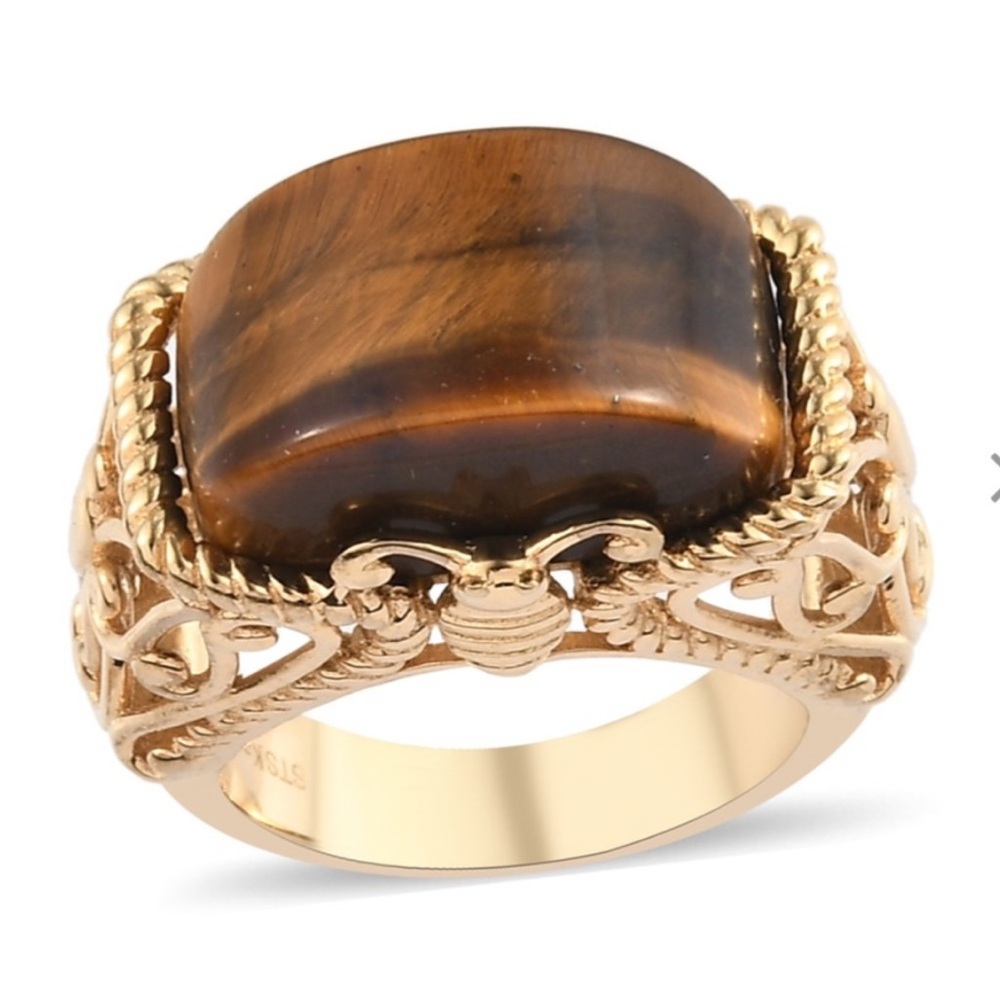 Gold and Brown Tiger's Eye Statement Ring